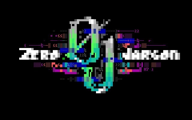 Zero Jargon — 0J Consulting Oy logo in glitchy ANSI art